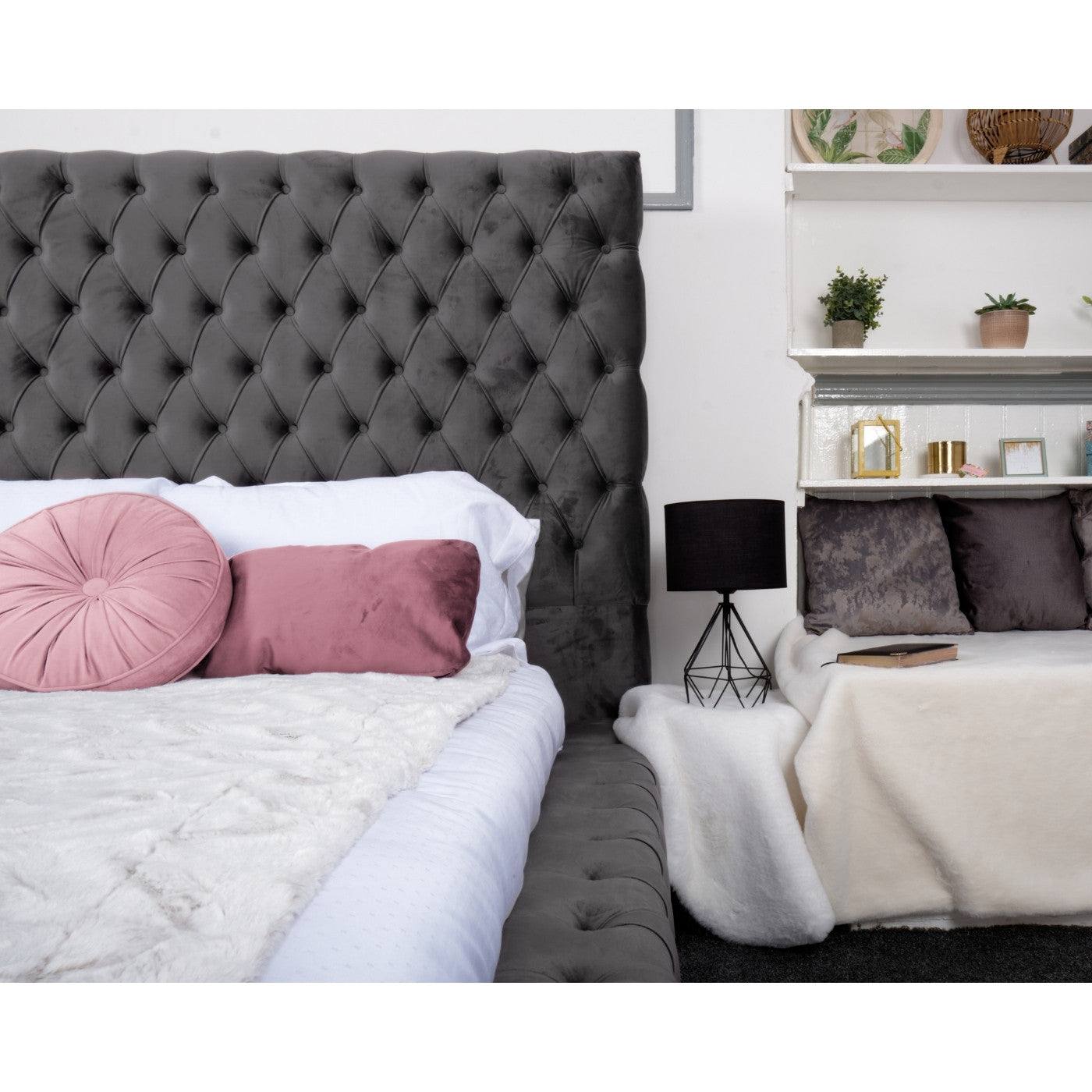 Ambassador Bed - Velvet Fabric Ottoman Bed Frame - UK Online Furniture