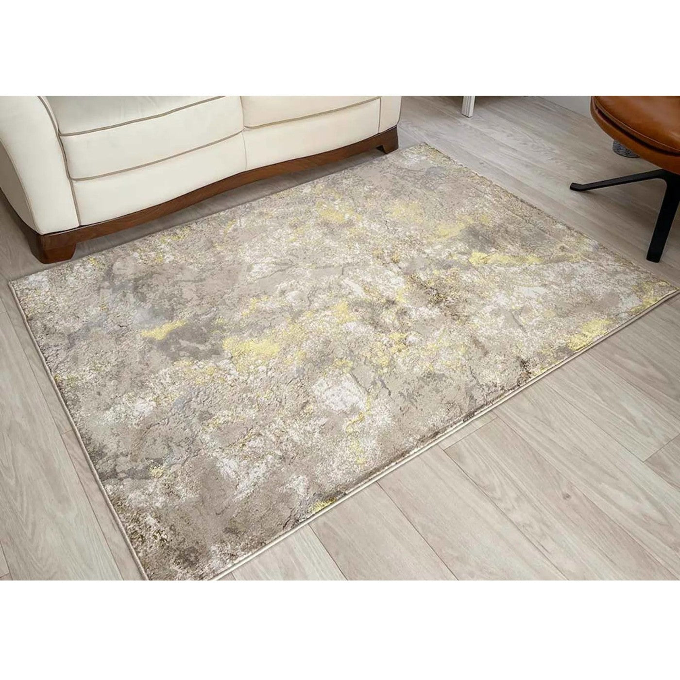 Aurora Galaxy Metallic Gold Rug - Abstract & Geometric - UK Online Furniture