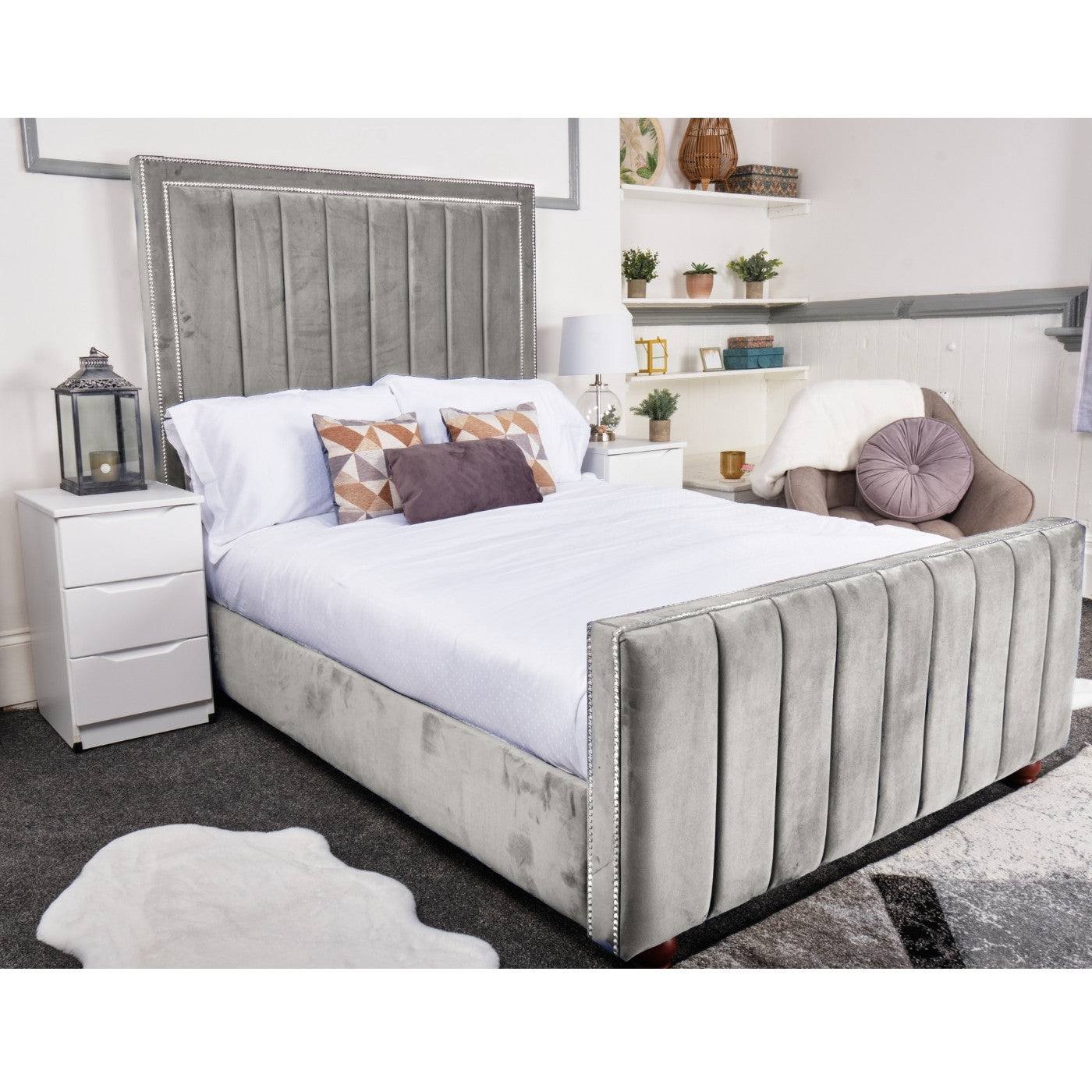Belgravia Bed - Velvet Fabric Ottoman Bed Frame Queen, Double, King - UK Online Furniture