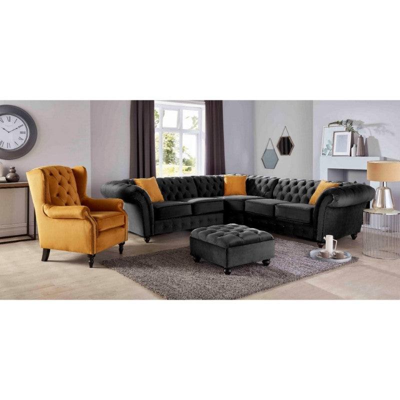 Bespoke Winchester Corner Sofa - Grey, Silver, Blue, Black, Mustard, Green - UK Online Furniture