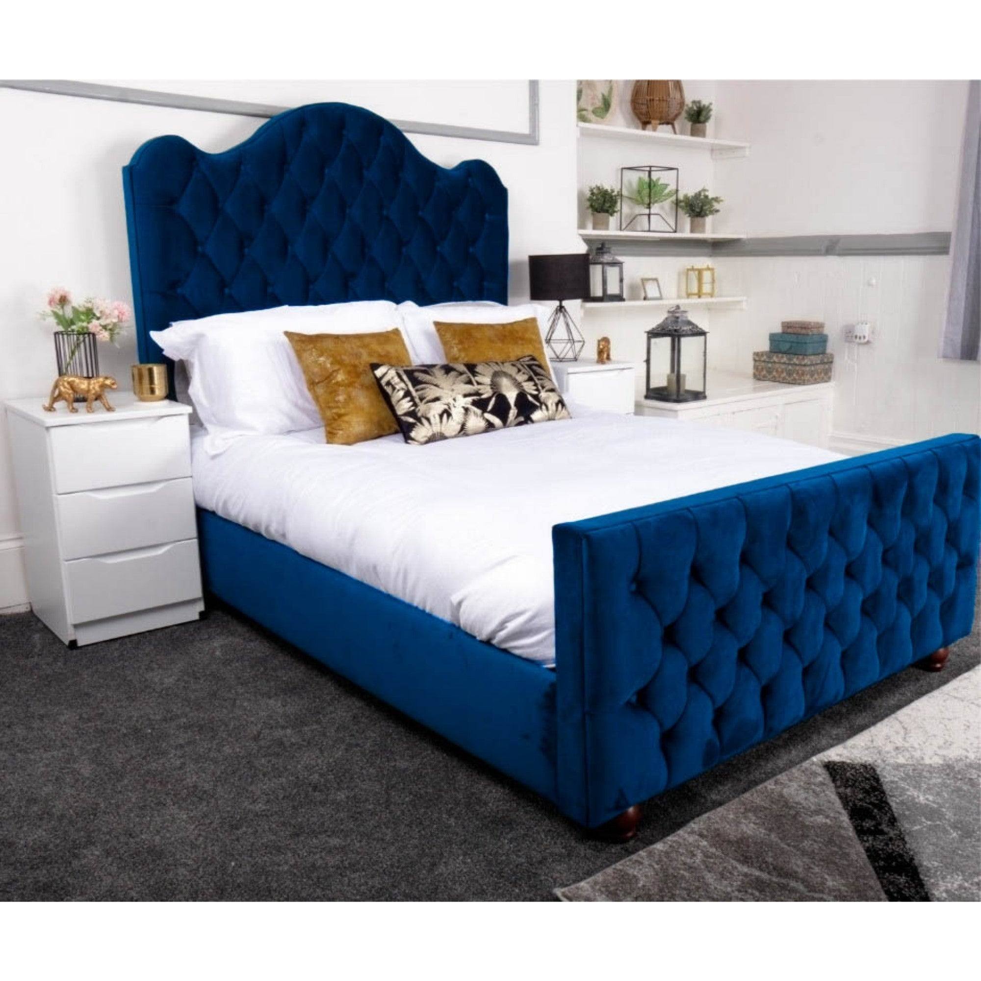 Kashmir Bed - Velvet Fabric Ottoman Bed Frame - UK Online Furniture