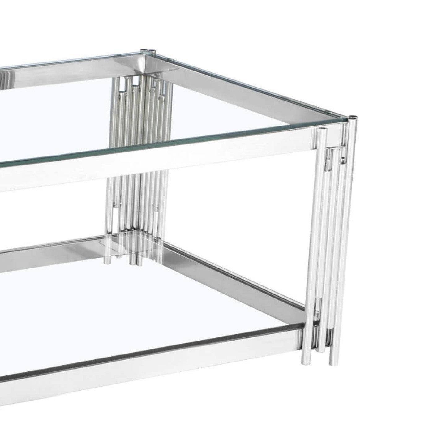 Luxury Clear Glass and Silver Cleveland Coffee Table - UK Online Furniture