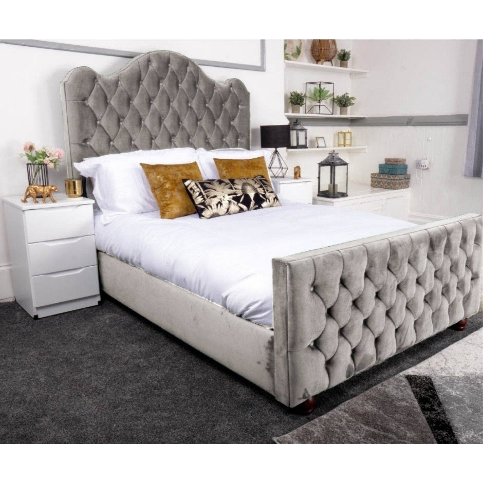 Kashmir Bed - Velvet Fabric Ottoman Bed Frame - UK Online Furniture