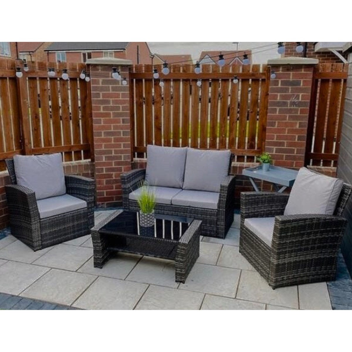 4 Seater PE Rattan Garden Sofa Set Grey - UK Online Furniture