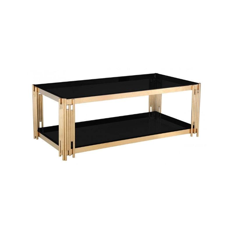 Black and Gold Cleveland Glass Coffee Table - UK Online Furniture