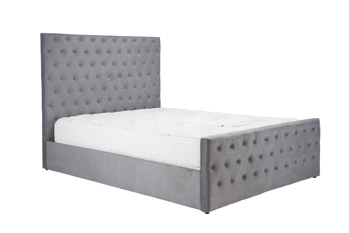 Marquis Grey Velvet Fabric Ottoman Storage Bed - UK Online Furniture