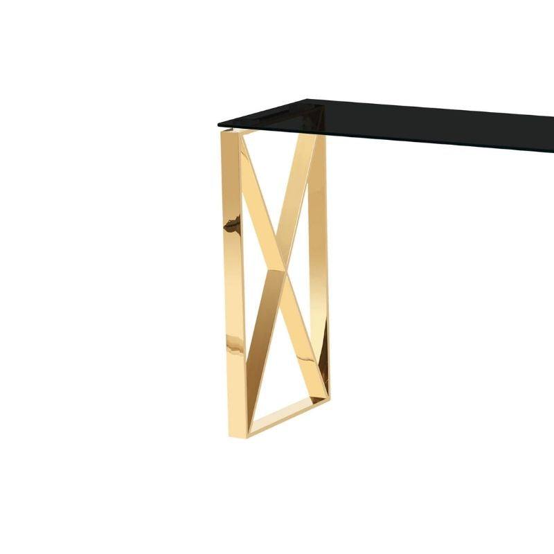Ningbo Black Glass Gold Frame Hallway Console Table - UK Online Furniture