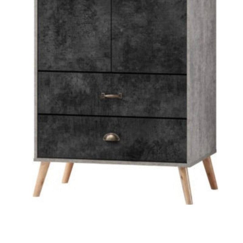 Nordic 2 Door 2 Drawer Wardrobe in Black - UK Online Furniture