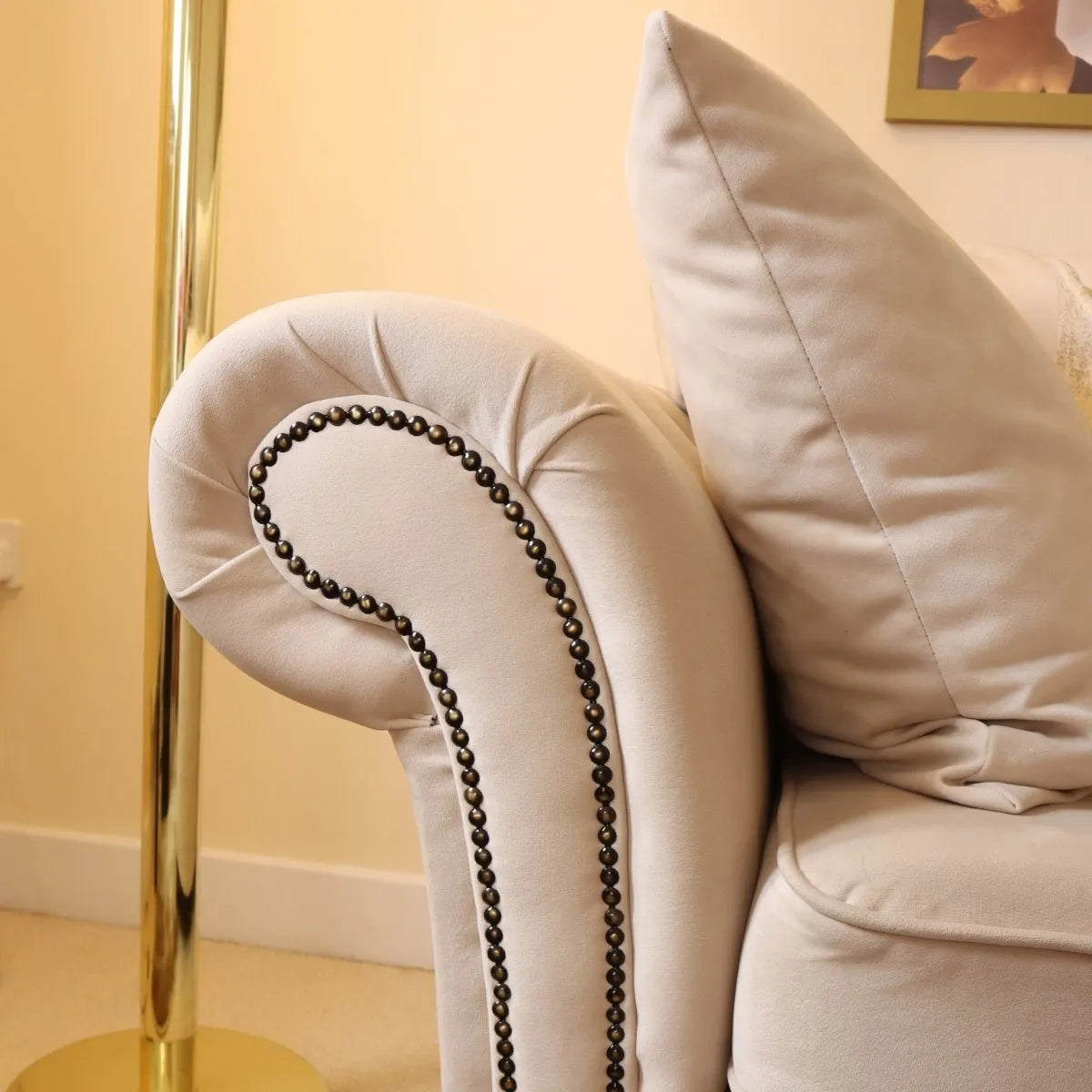 Oakland Scatter Back Velvet Corner Sofa in Beige or Grey Velvet