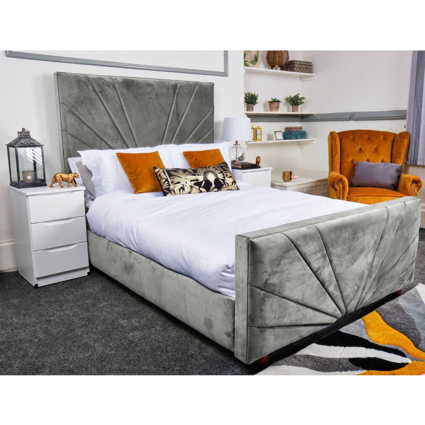 Palermo Bed - Velvet Ottoman Bed Frame - Double, King - UK Online Furniture