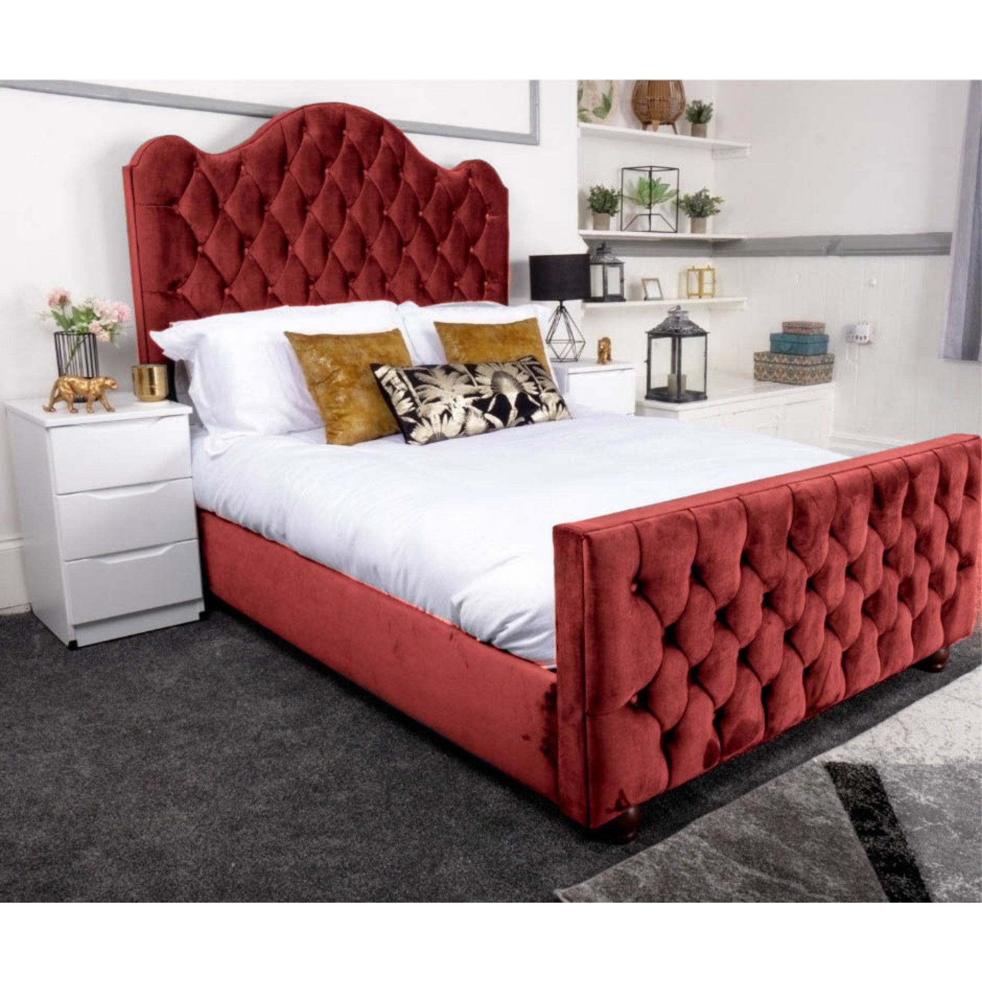 Kashmir Bed - Velvet Fabric Ottoman Bed Frame - UK Online Furniture