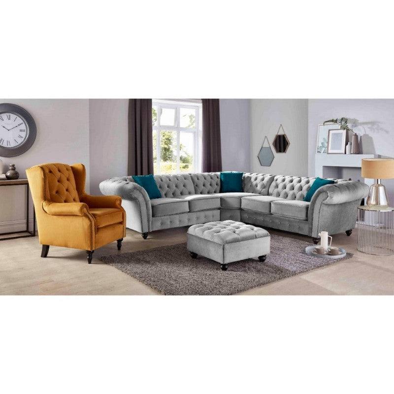 Bespoke Winchester Corner Sofa - Grey, Silver, Blue, Black, Mustard, Green - UK Online Furniture