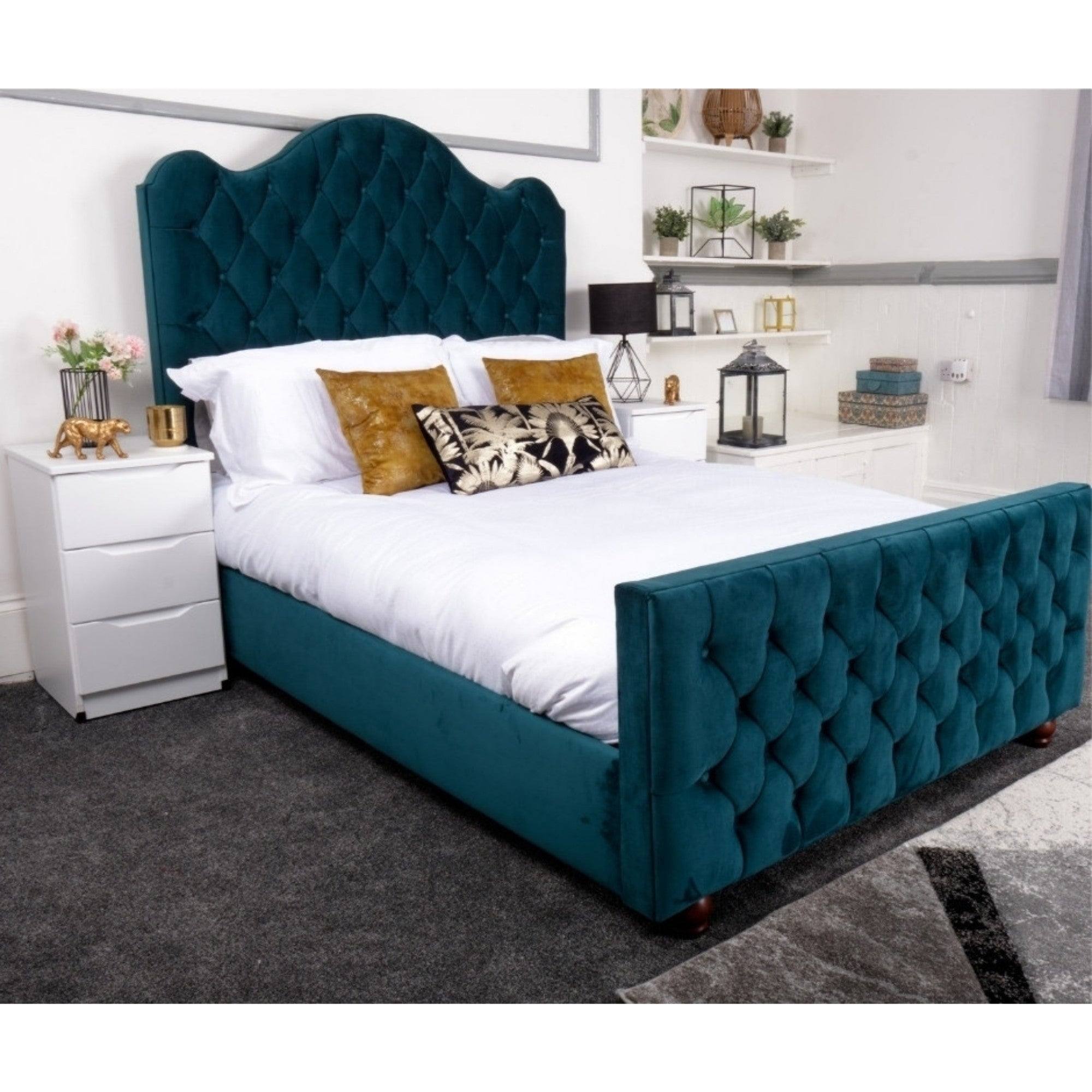Kashmir Bed - Velvet Fabric Ottoman Bed Frame - UK Online Furniture