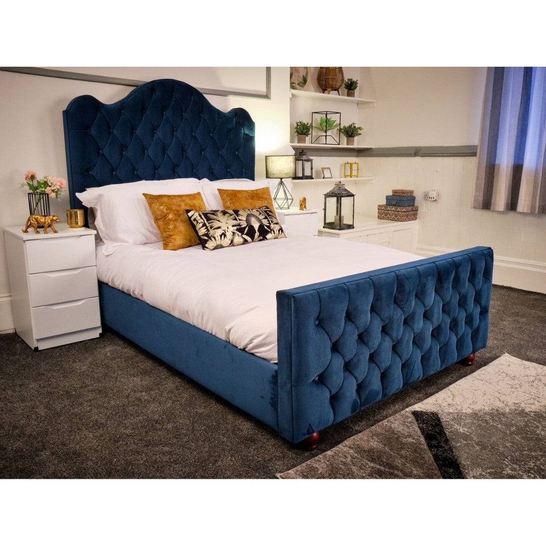 Kashmir Bed - Velvet Fabric Ottoman Bed Frame - UK Online Furniture