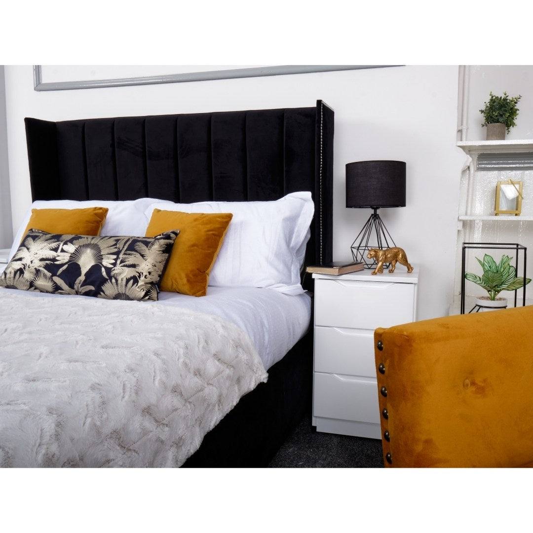 Hilcott Bed - Velvet Fabric Ottoman Bed Frame, Double, King - UK Online Furniture