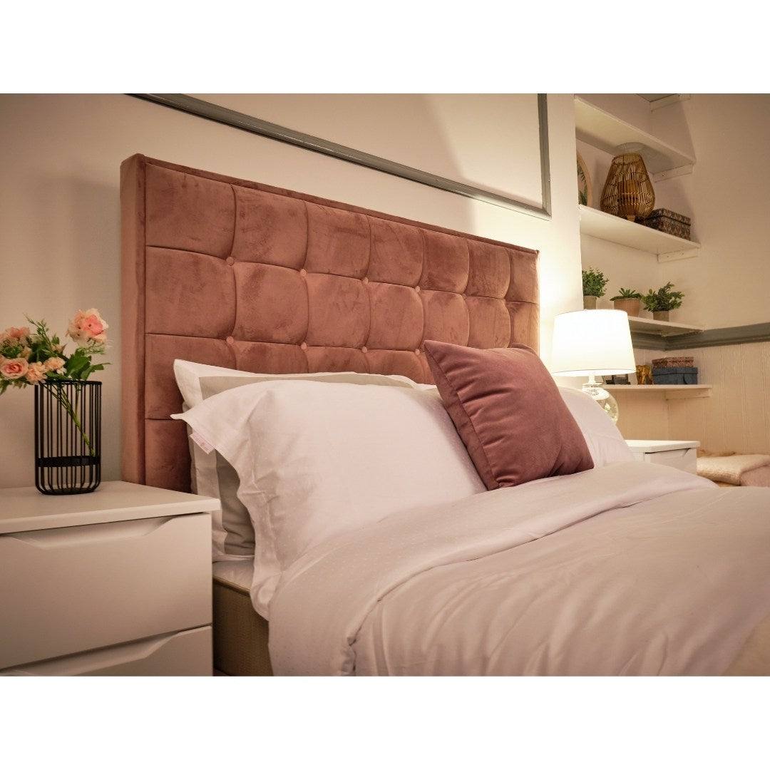 Prague Bed - Velvet Fabric Bed Frame - 5 Sizes -13 Colours - UK Online Furniture