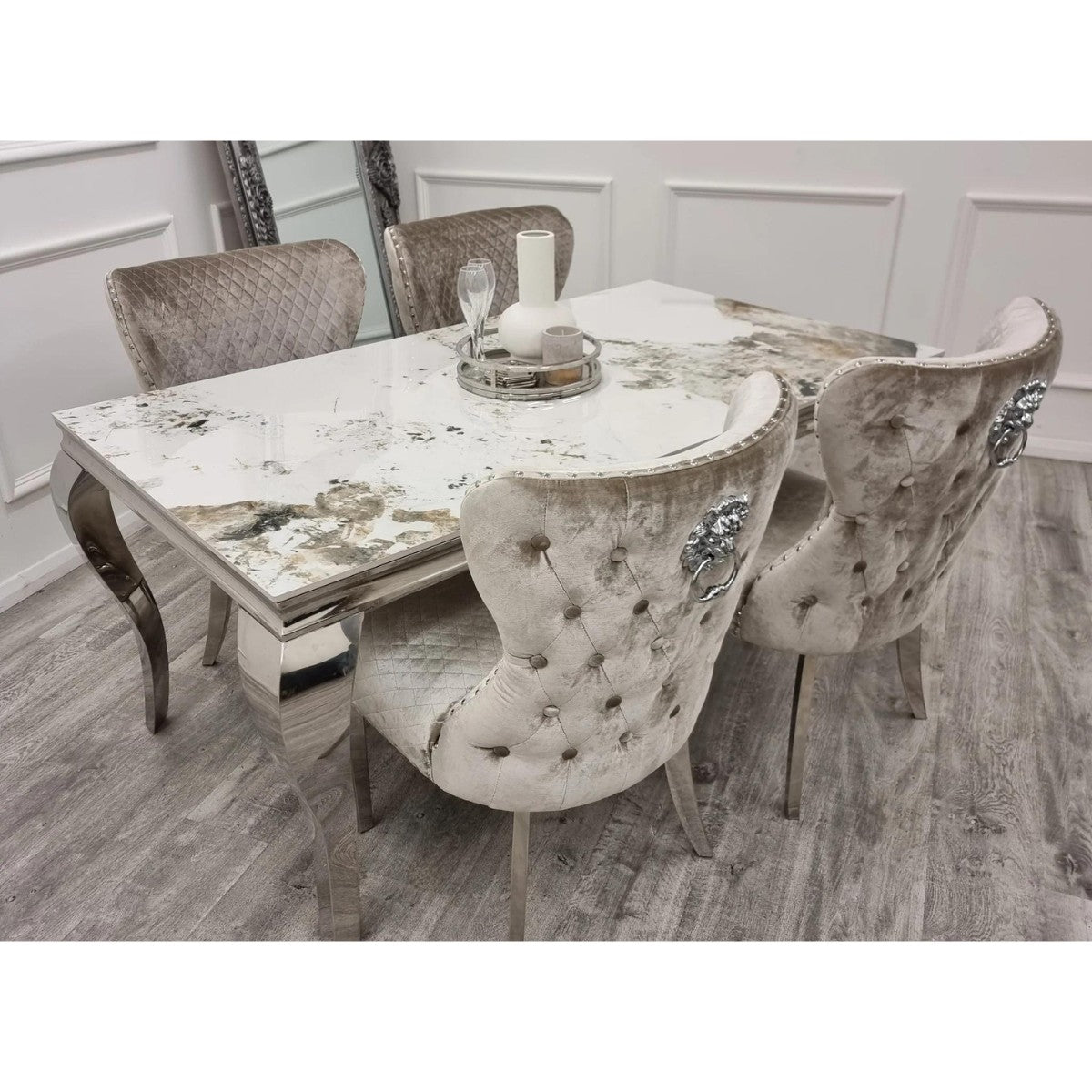 Xavia 1.8m Dining Table with White, Grey, Pandora or Black Marble Top - UK Online Furniture