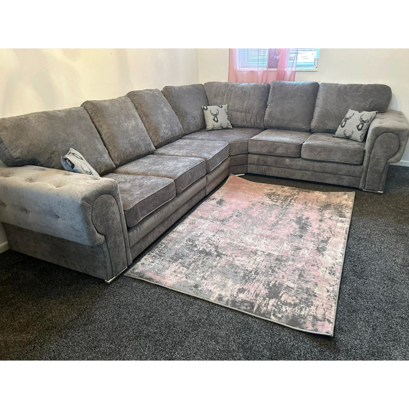 Verona Full Back 6 Seater Left or Right Large Corner Sofa Grey - UK Online Furniture