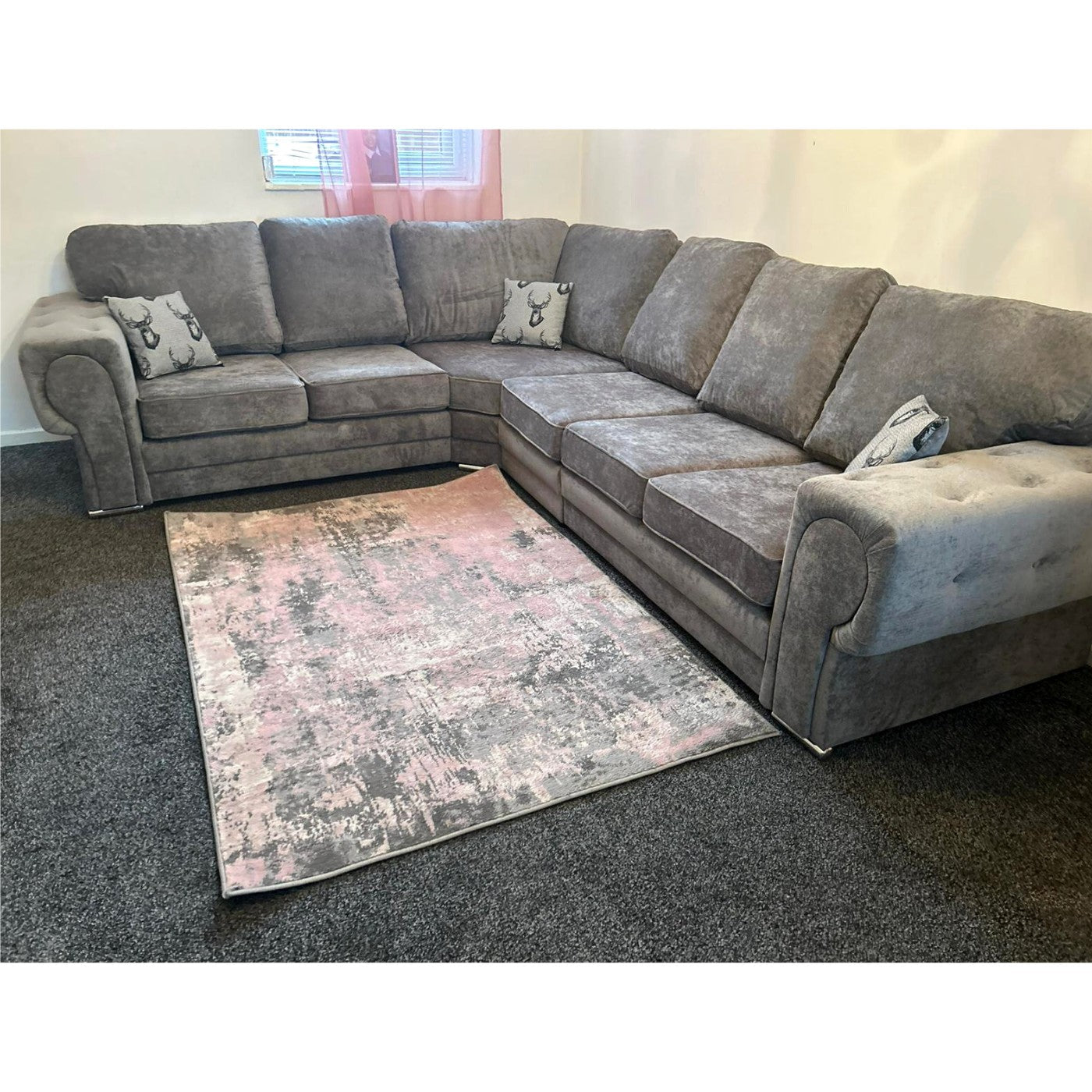 Verona Full Back 6 Seater Left or Right Large Corner Sofa Grey - UK Online Furniture