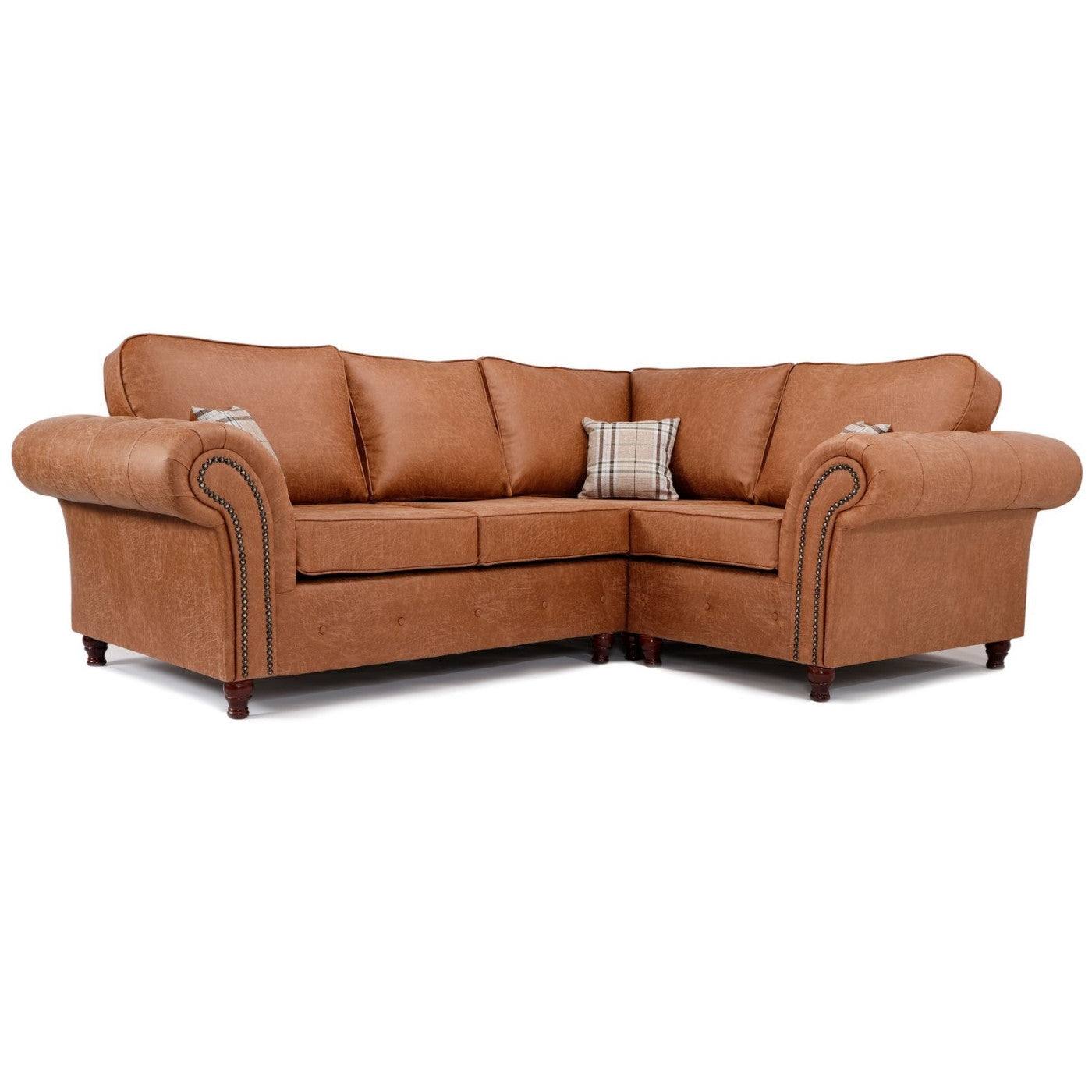 Oakland Leather Corner Sofa (Tan) - UK Online Furniture