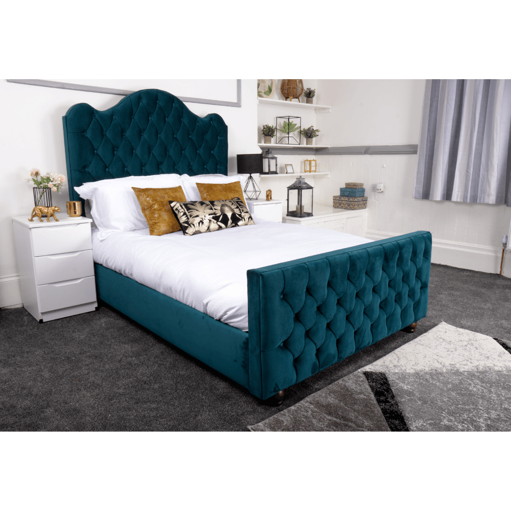 Kashmir Bed - Velvet Fabric Ottoman Bed Frame - UK Online Furniture