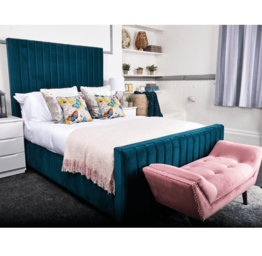 Calypso Bed - Velvet Fabric Ottoman Storage Bed - UK Online Furniture