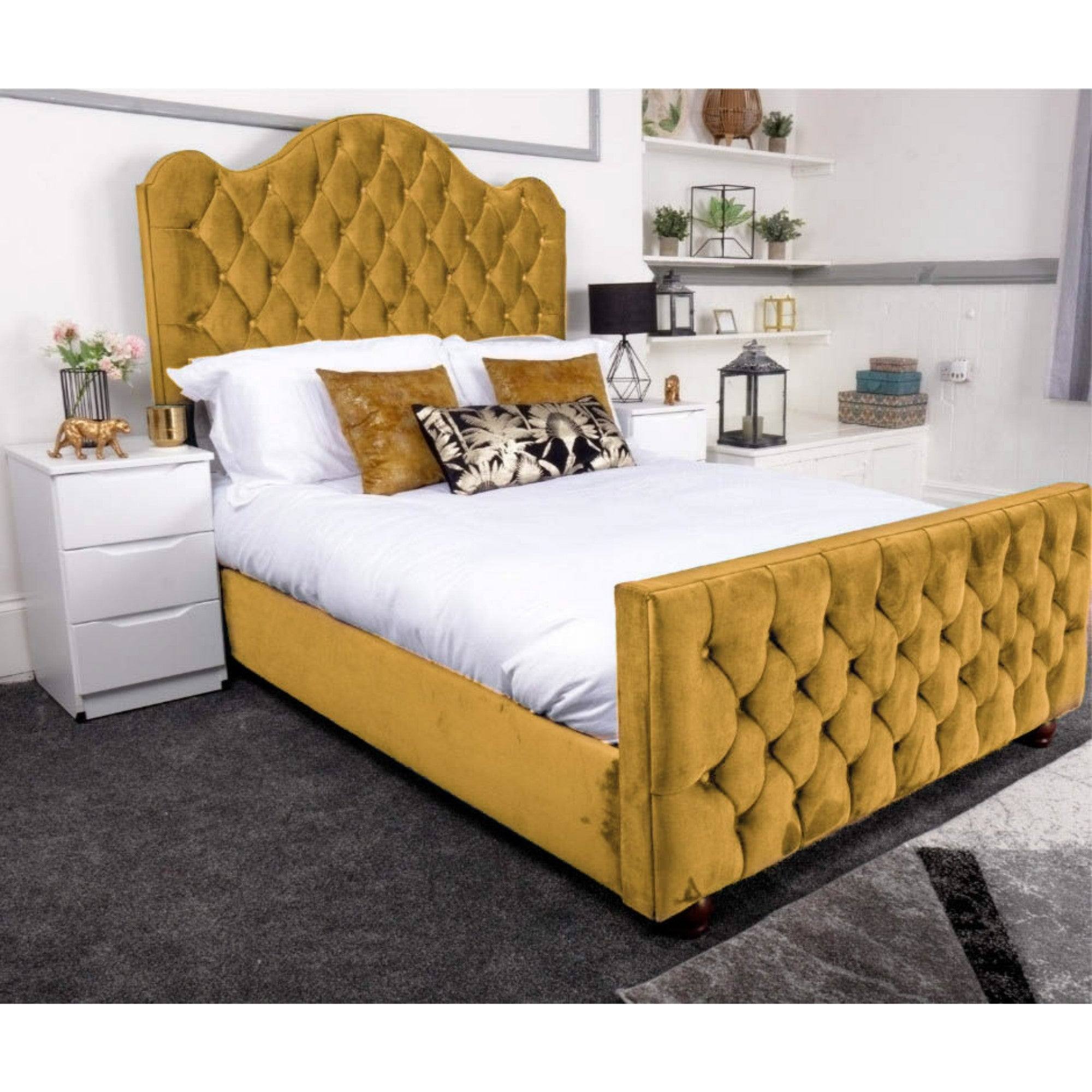 Kashmir Bed - Velvet Fabric Ottoman Bed Frame - UK Online Furniture