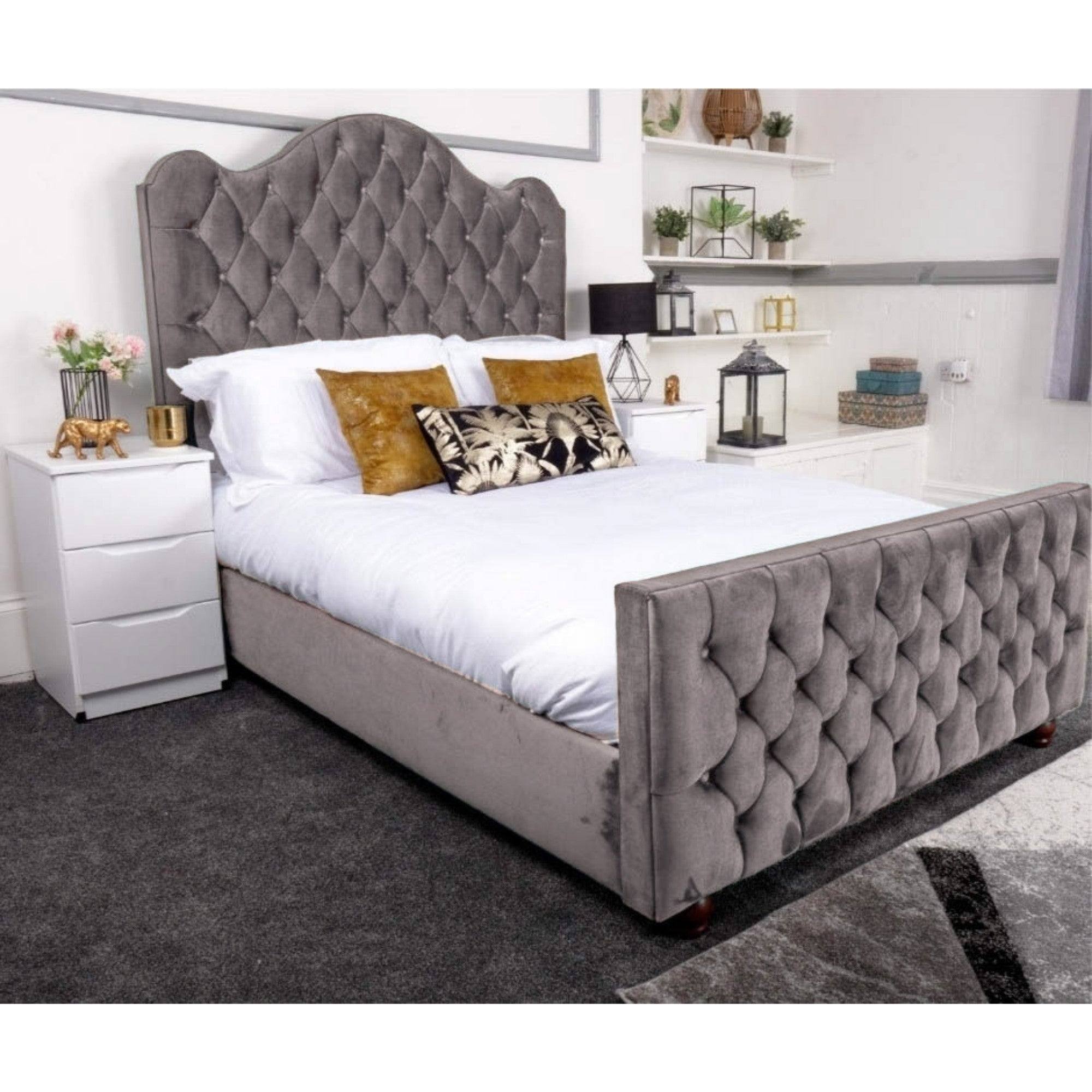 Kashmir Bed - Velvet Fabric Ottoman Bed Frame - UK Online Furniture