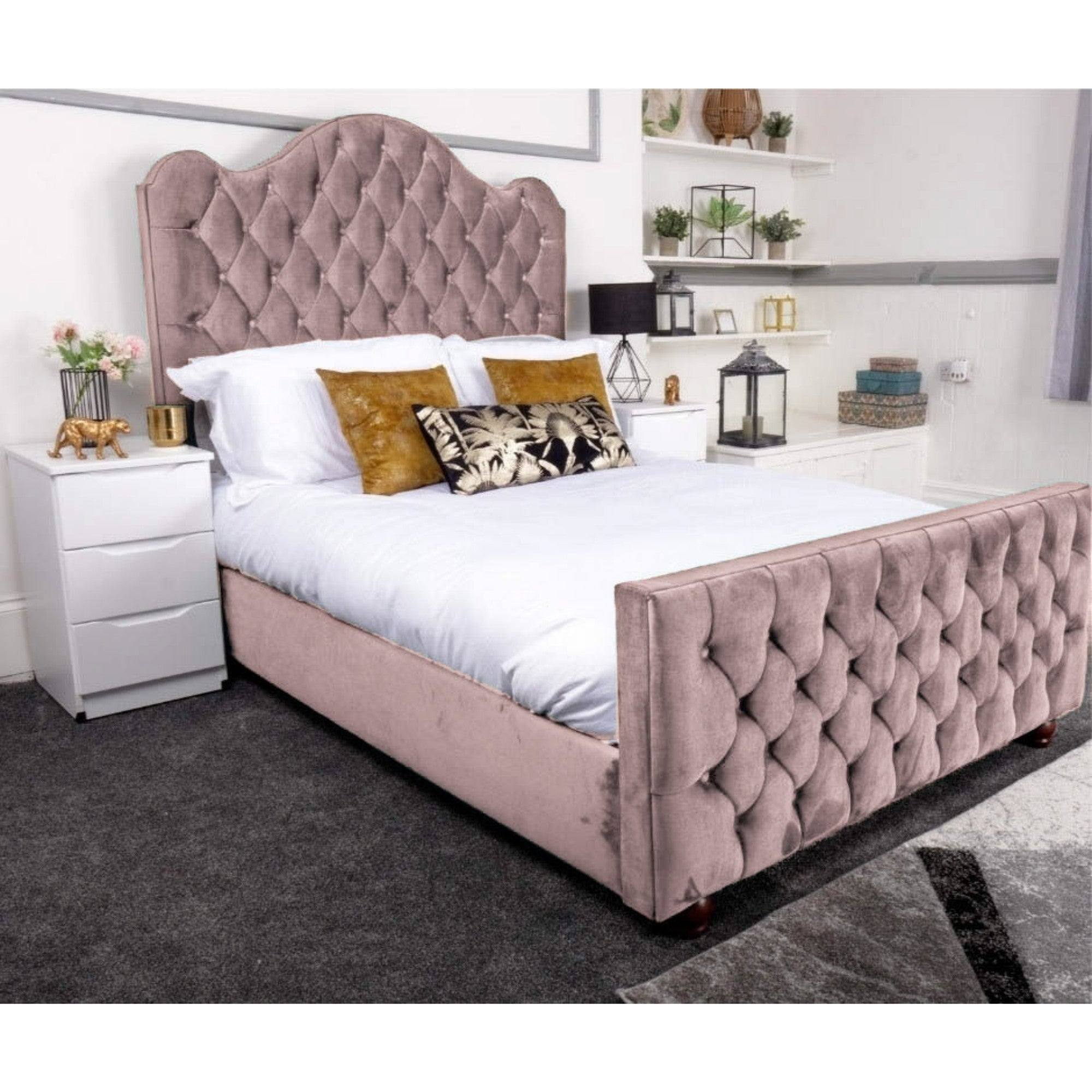 Kashmir Bed - Velvet Fabric Ottoman Bed Frame - UK Online Furniture