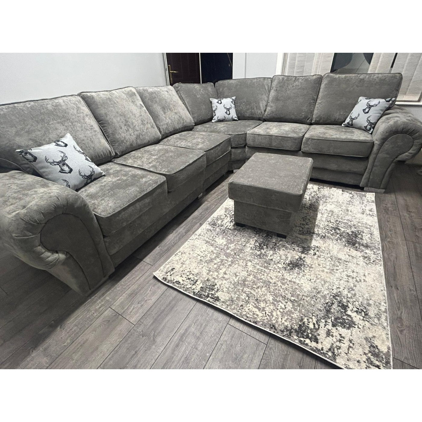 Verona Full Back 6 Seater Left or Right Large Corner Sofa Grey - UK Online Furniture