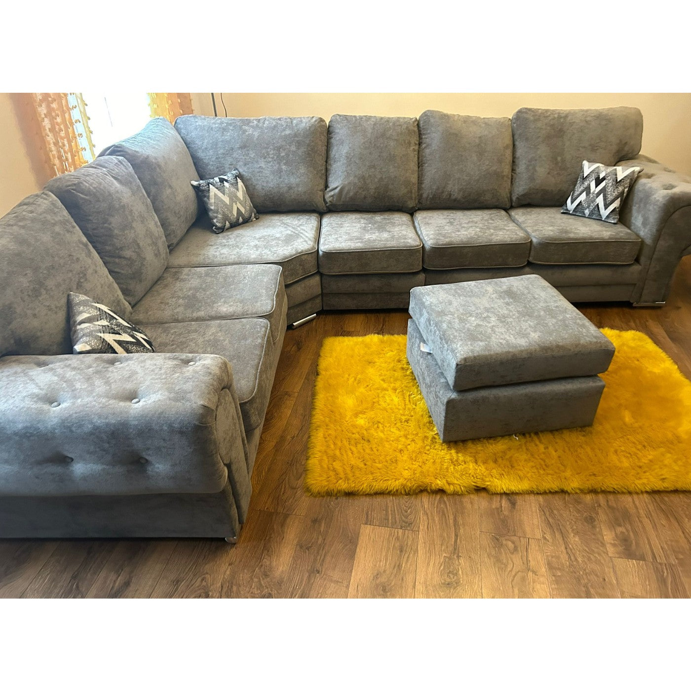 Verona Full Back 6 Seater Left or Right Large Corner Sofa Grey - UK Online Furniture