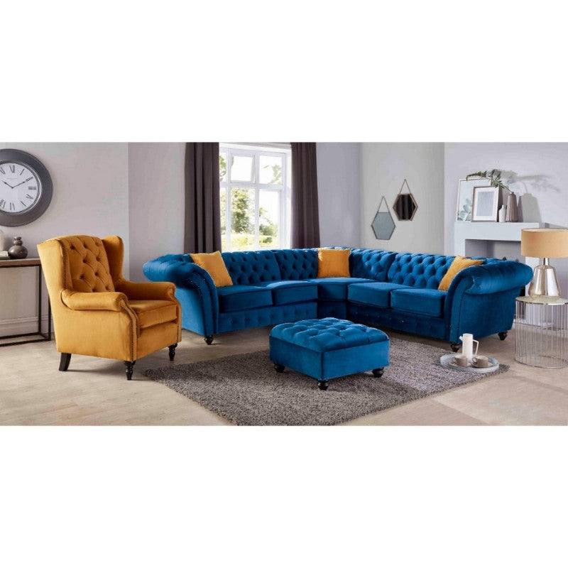 Bespoke Winchester Corner Sofa - Grey, Silver, Blue, Black, Mustard, Green - UK Online Furniture