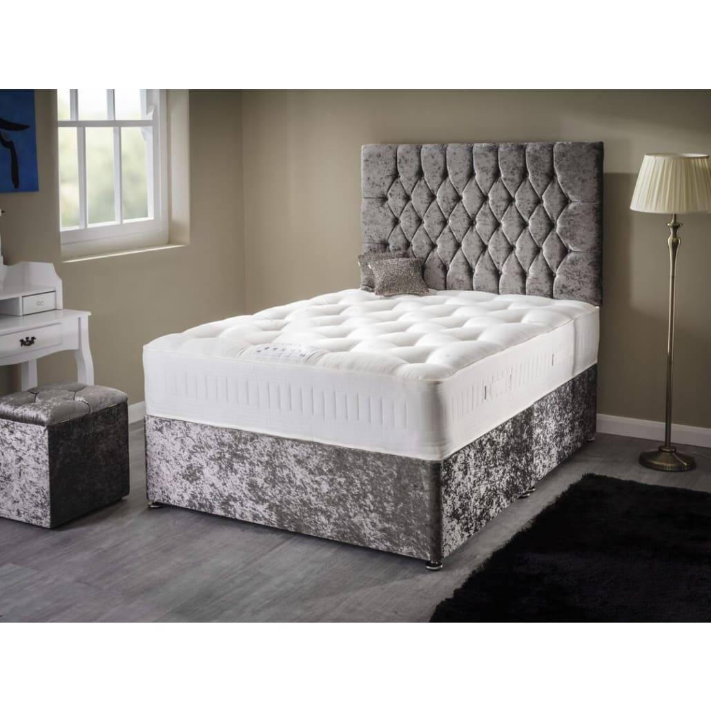 Crushed Velvet Onyx Divan Bed With Mattress - UK Online Furniture