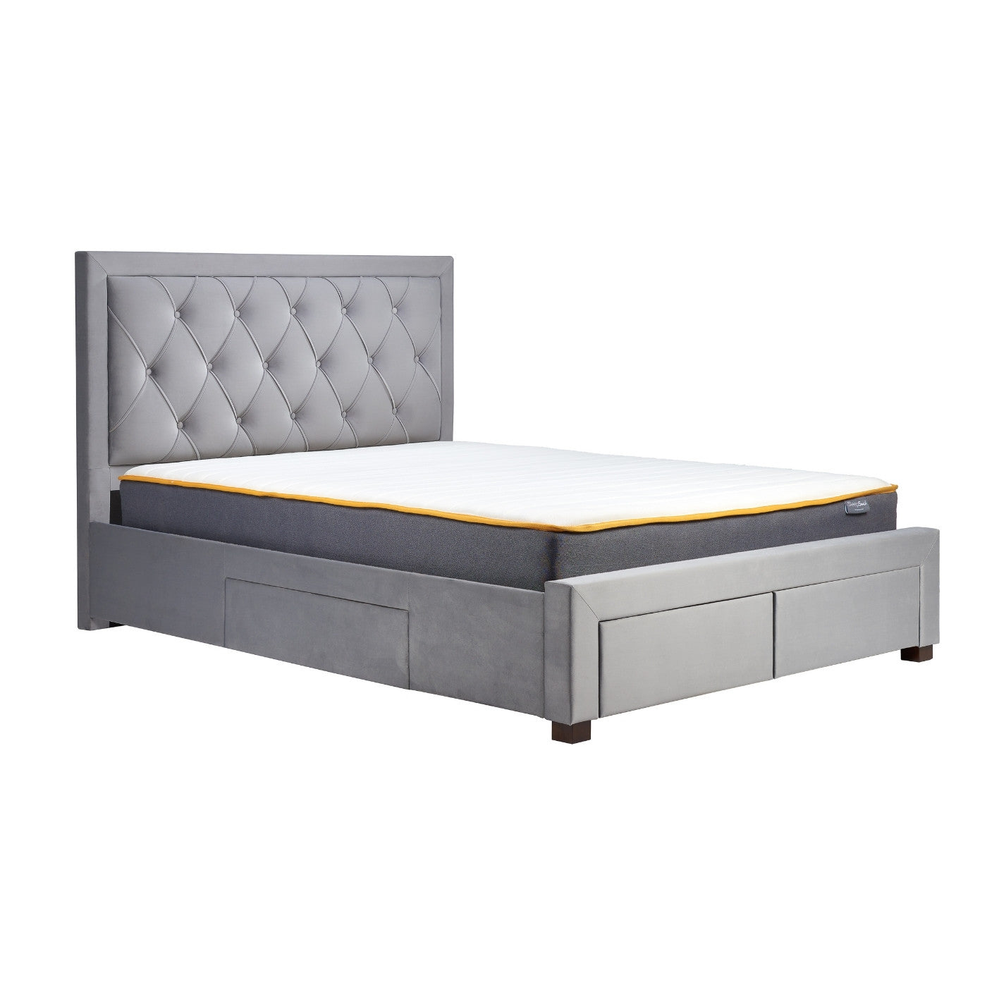 Woodbury Grey Velvet Fabric Storage Bed - Double, King, Super King - UK Online Furniture