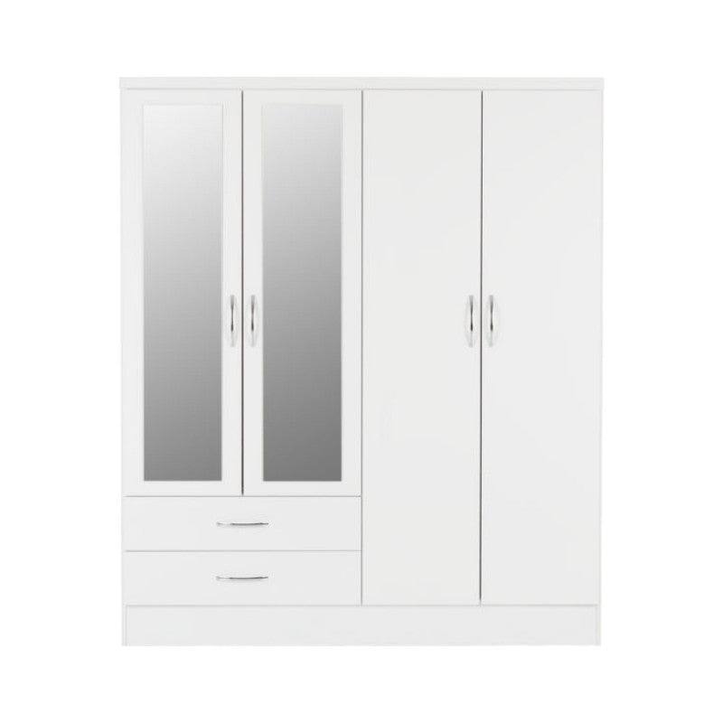 Nevada 4 Door 2 Drawer Mirrored Wardrobe - UK Online Furniture