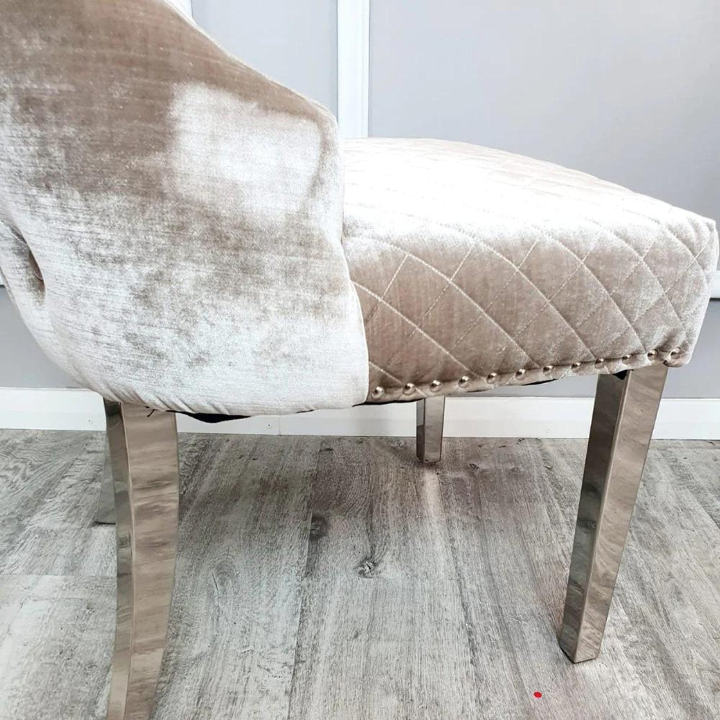 Arriana Marble Dining Table with 4 Velvet Chelsea Lion Knocker Chairs - UK Online Furniture