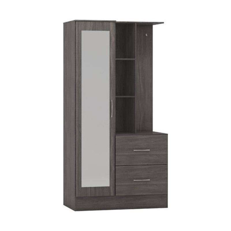 Nevada 1 Door Open Shelf Mirrored Wardrobe - UK Online Furniture