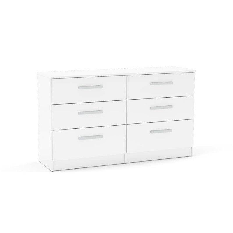 High-Gloss Lynx 6 Drawer Chest in Grey, Black, White, Brown, Silver - UK Online Furniture