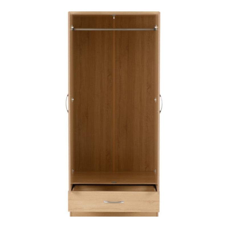 Nevada 2 Door 1 Drawer Mirrored Wardrobe - UK Online Furniture