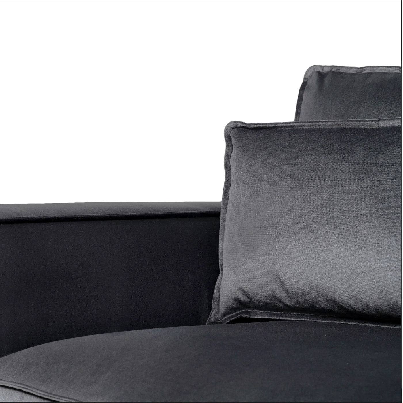 Sloane Modern 5 Seater Large Corner Sofa in Steel Grey Velvet - UK Online Furniture