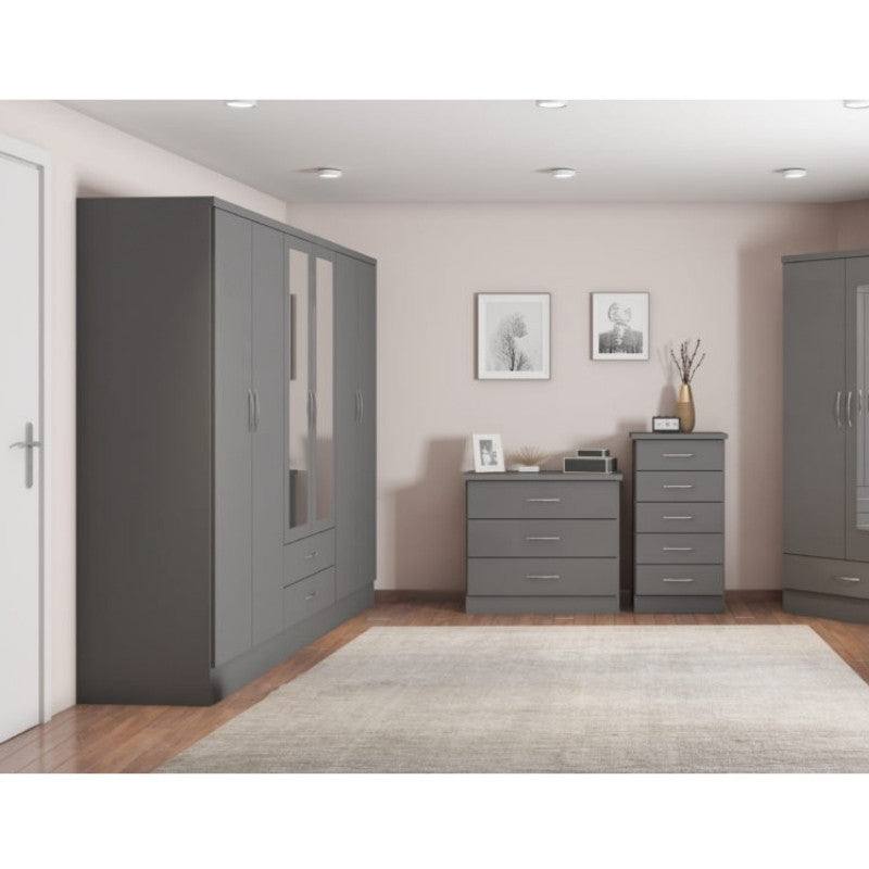 Nevada 6 Door 2 Drawer Mirrored Wardrobe - UK Online Furniture