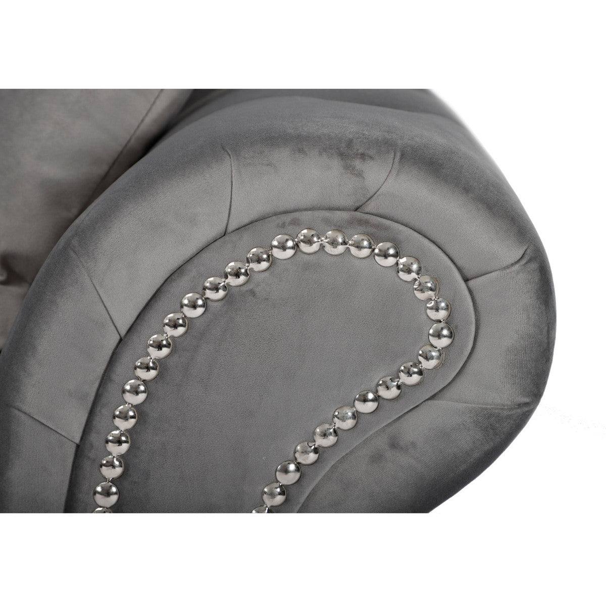 Oakland Full Back Velvet Corner Sofa in Grey Velvet - UK Online Furniture