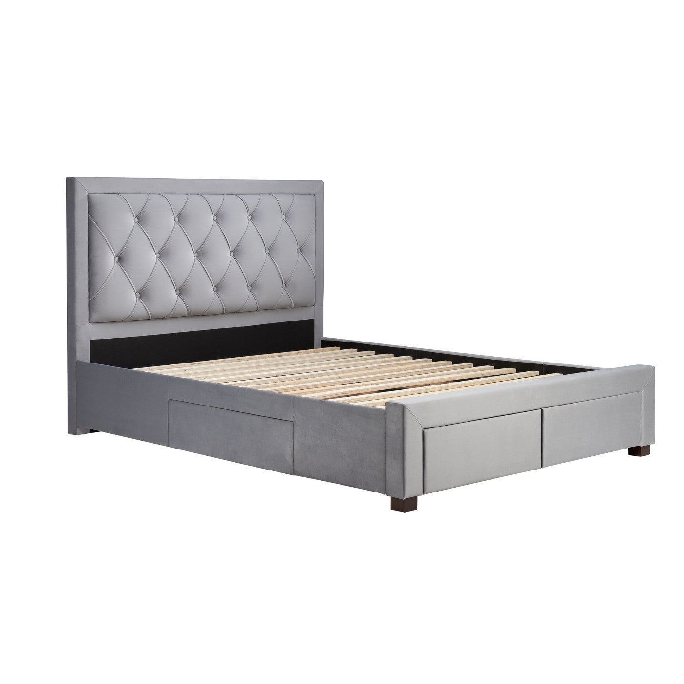 Woodbury Grey Velvet Fabric Storage Bed - Double, King, Super King - UK Online Furniture