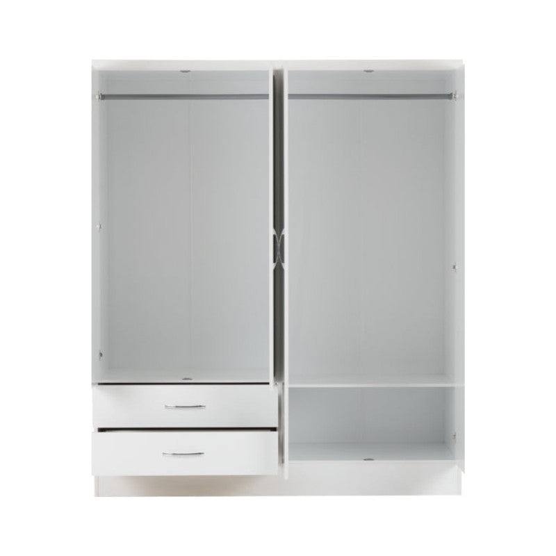 Nevada 4 Door 2 Drawer Mirrored Wardrobe - UK Online Furniture
