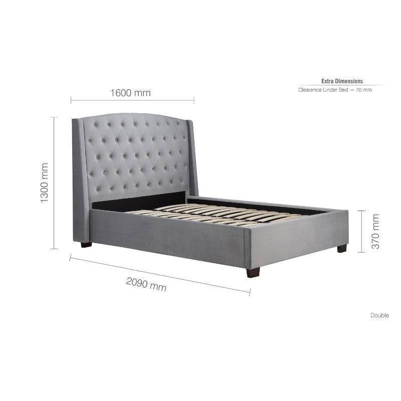 Balmoral Bed in Grey Velvet Fabric - Double, King, Super King - UK Online Furniture