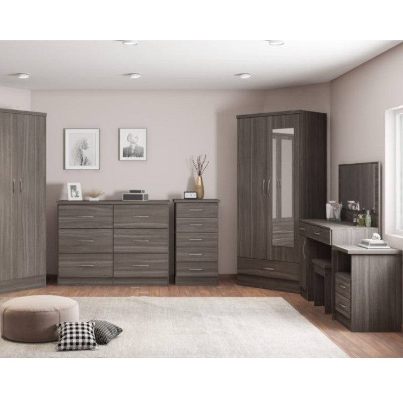 Nevada 2 Door 1 Drawer Mirrored Wardrobe - UK Online Furniture