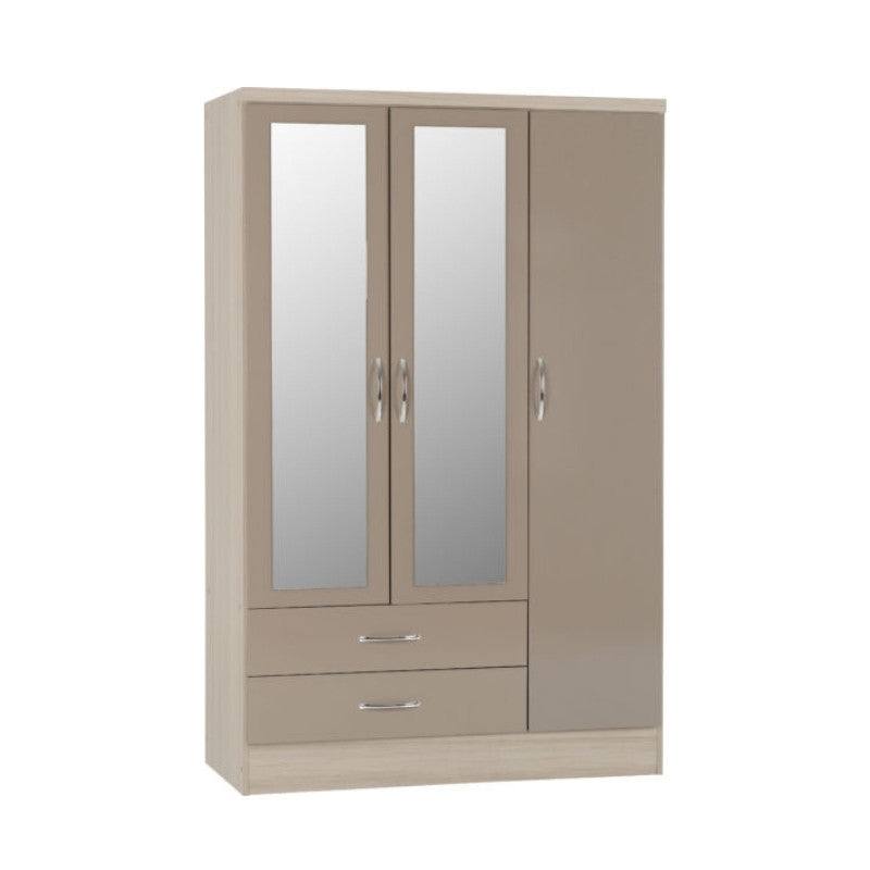 Nevada 3 Door 2 Drawer Mirrored Wardrobe - UK Online Furniture