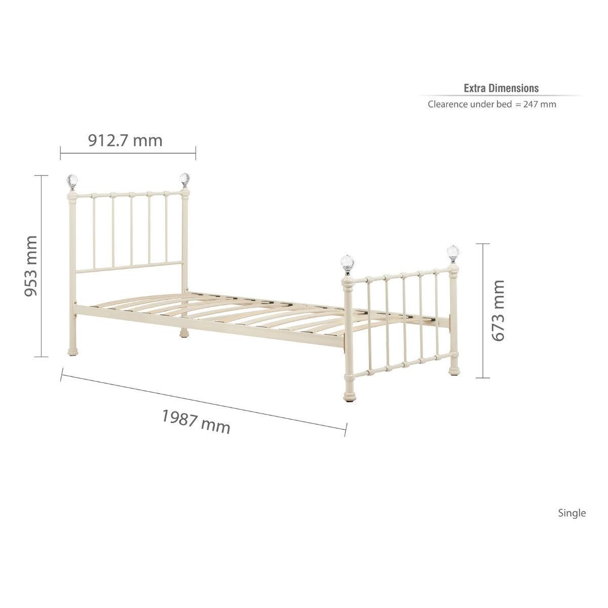 Jessica Cream White Single Metal Bed - UK Online Furniture