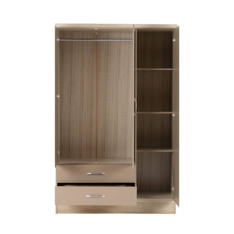 Nevada 3 Door 2 Drawer Mirrored Wardrobe - UK Online Furniture