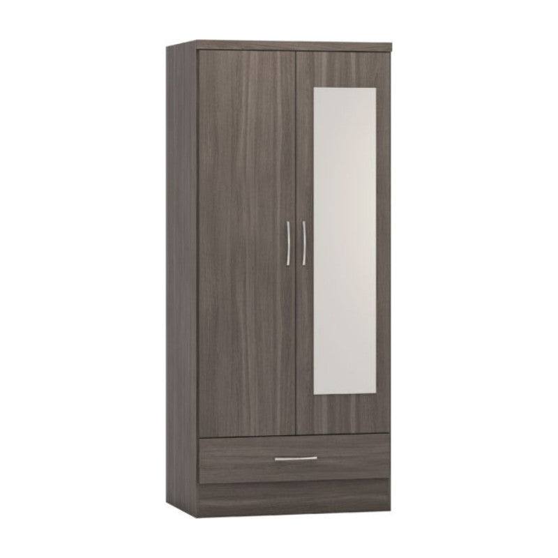 Nevada 2 Door 1 Drawer Mirrored Wardrobe - UK Online Furniture